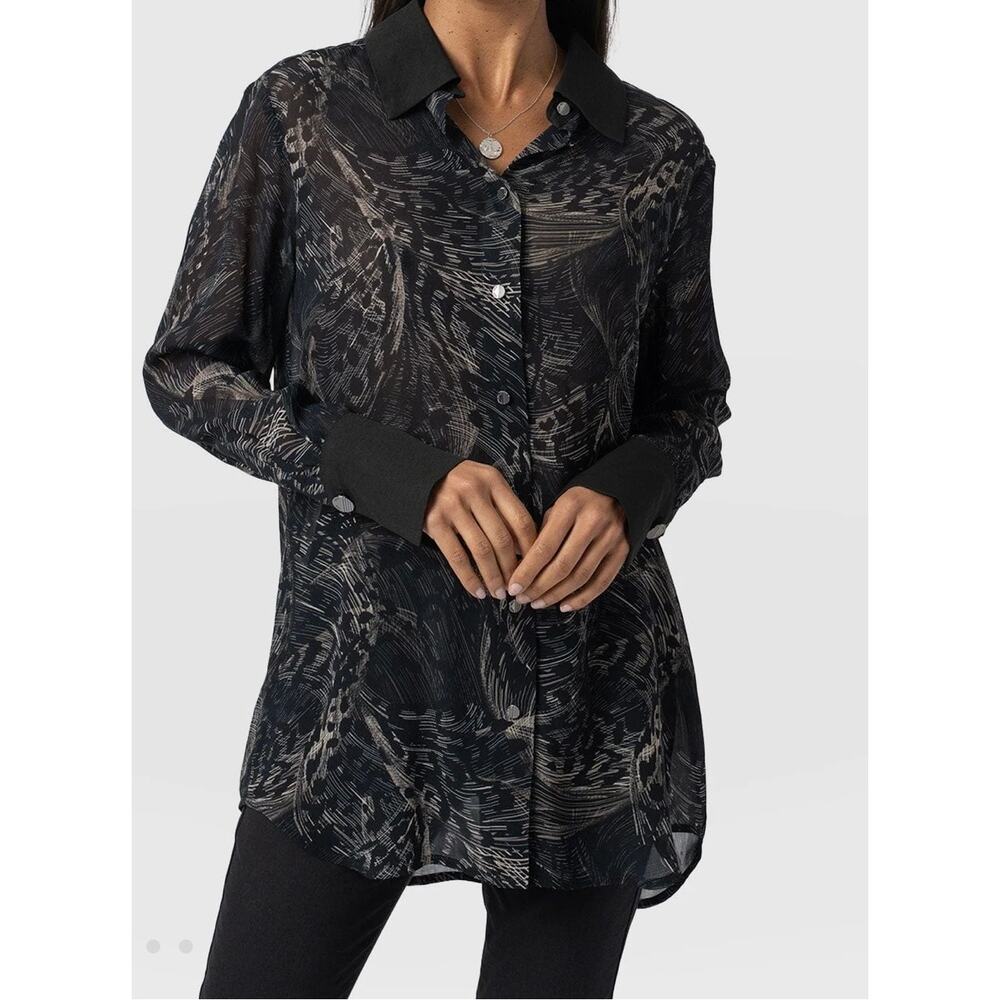 Saint+ Sofia Madison Shirt Blue Lily Gardens Floral Blouse Top Sz 16 Boho Chic - Picture 3 of 16